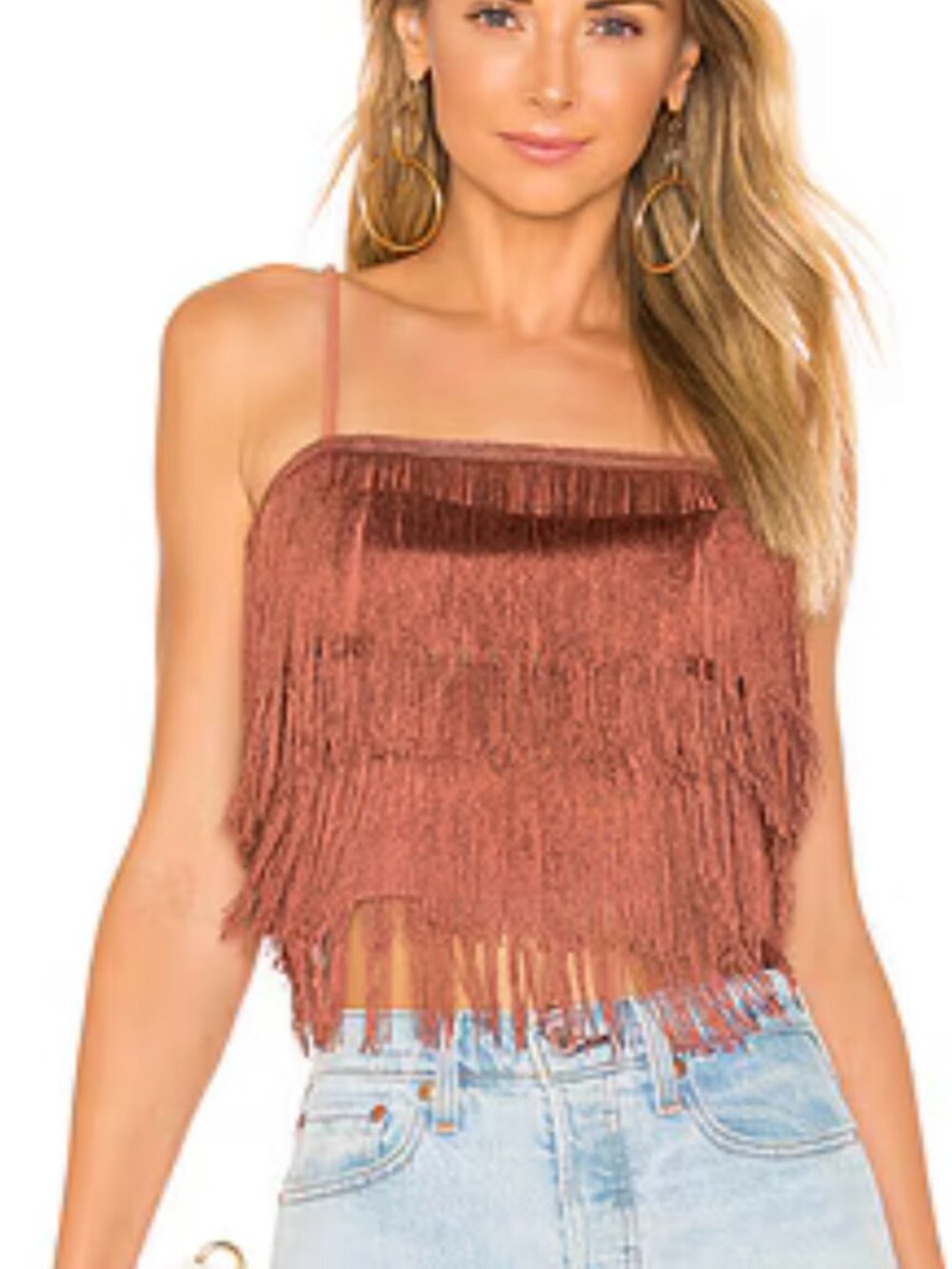 NBD Sunrise Fringe Top — Clay Pink | Size XXS | New, Never Worn